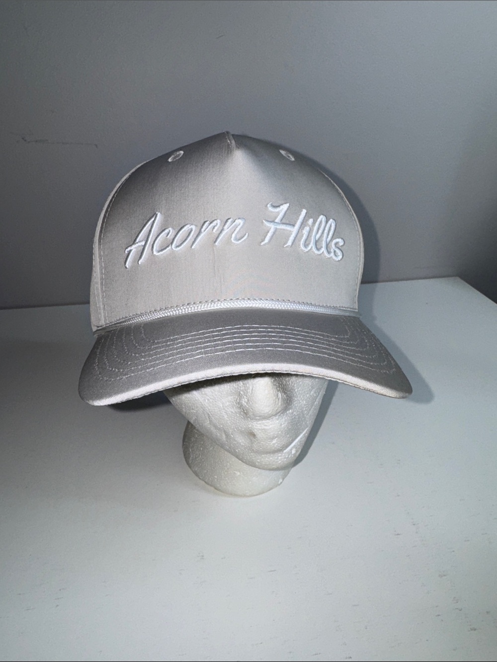 Acorn Hills Performance Script Rope Hat Snapback Cap Light Gray Golf Outdoors - Picture 2 of 7